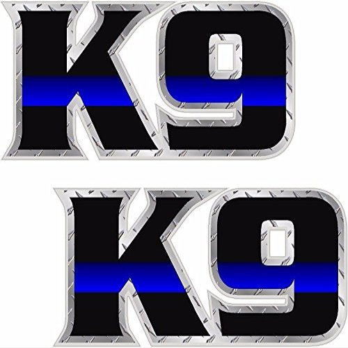 2 - Police K9 Decal Set 3"x1.9" K-9 Officer Dog Unit Thin Blue Line Sticker Text