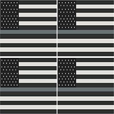 4-3" Thin Silver line Subdued American Flag Corrections Guard Vinyl Sticker R