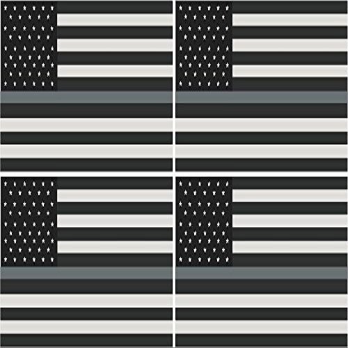 4-3" Thin Silver line Subdued American Flag Corrections Guard Vinyl Sticker R