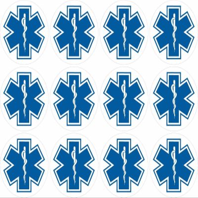 12-1" Star of Life EMS Emergency Response Stickers