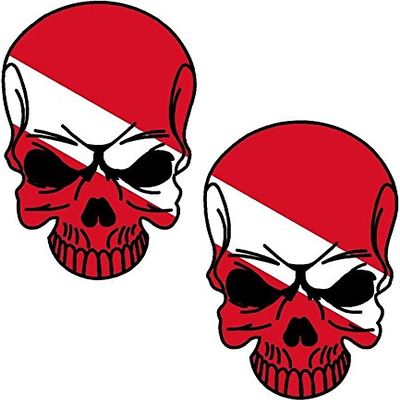 2-3" Scuba Dive Diver Skull Set Vinyl Car Sticker Decal Window