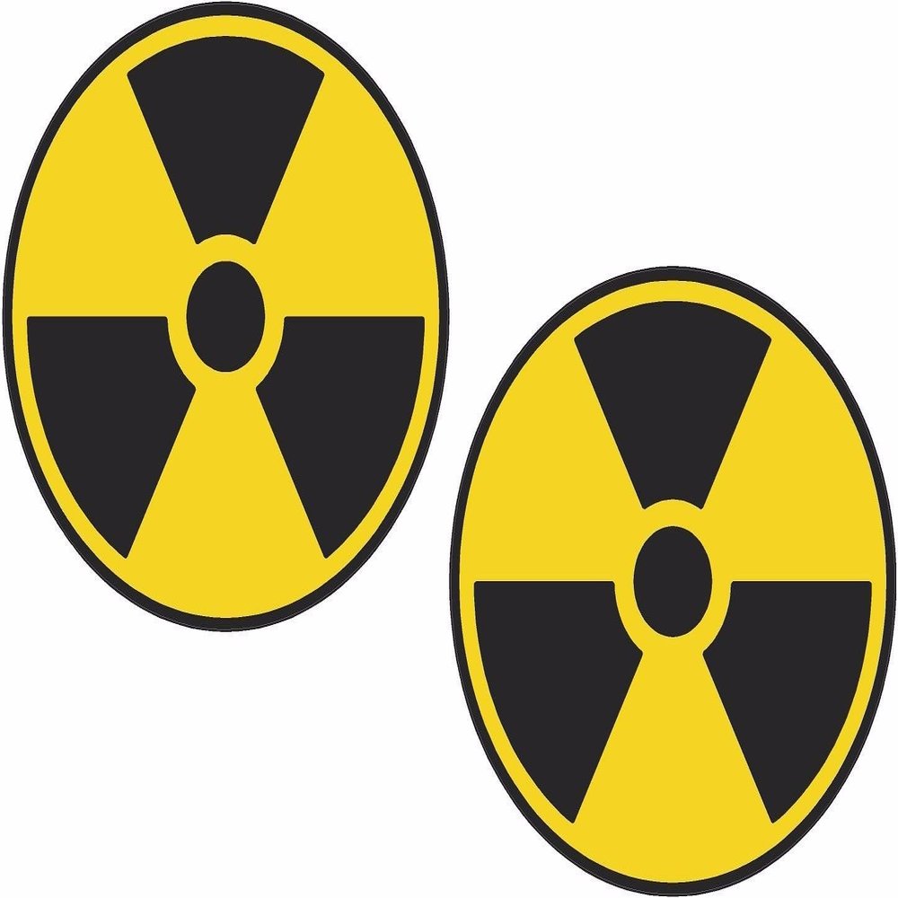 2-4"x4" Nuclear Radiation Warning Decal Set Nuke Radioactive Sign Sticker