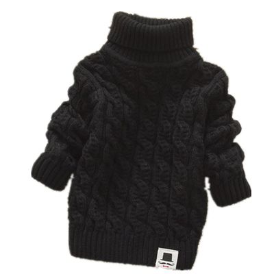 Nine Minow Boys Girls Turtleneck Sweaters Soft Warm Children's Sweater (1-2 Years, Black)