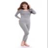 CnlanRow Thermal Underwear Women Long - Scoop Neck Ultra - Thin Johns Set Top & Bottom Light Gray view 3