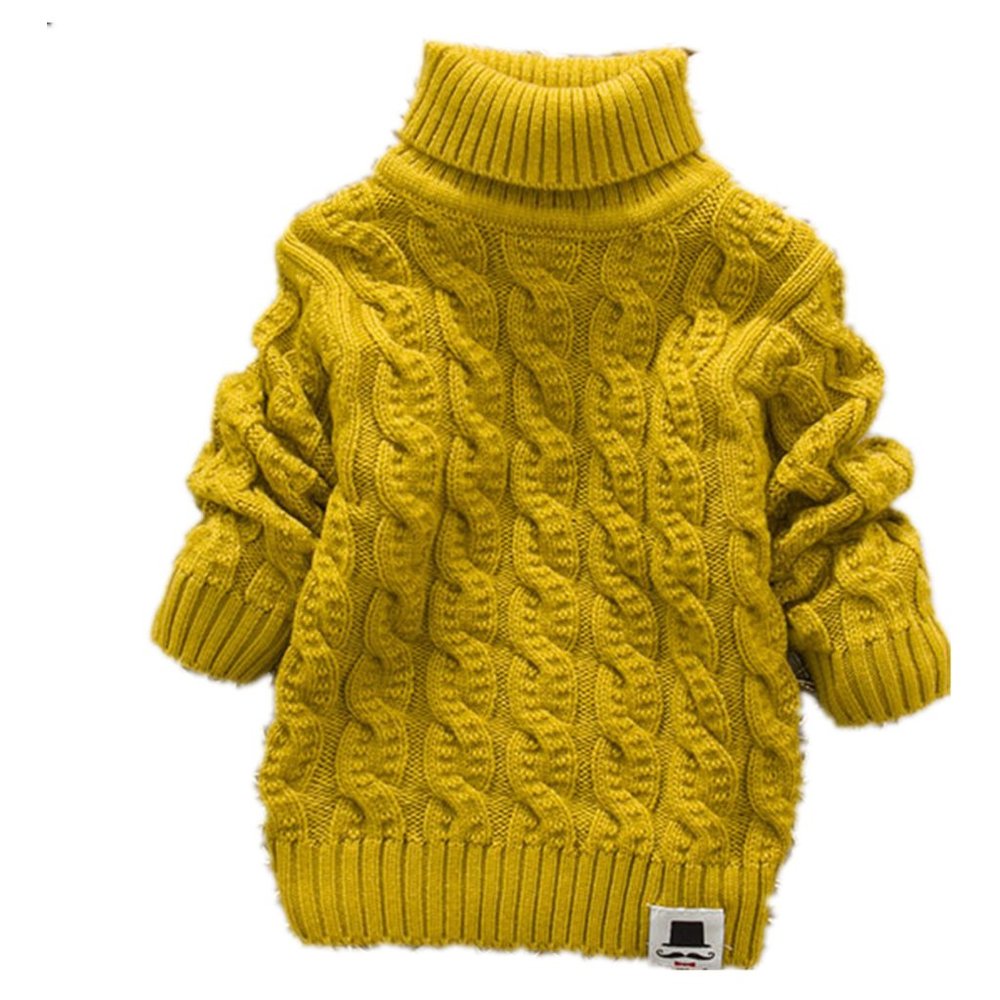 Nine Minow Boys Girls Turtleneck Sweaters Soft Warm Children's Sweater (3-4 Years, Yellow)