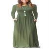 AUSELILY Plus Size Maxi Dress for Women Casual Long Sleeve Crewneck Empire Waist Long Dresses with Pockets 2026 Army Green XL view 1