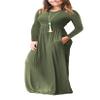 AUSELILY Plus Size Maxi Dress for Women Casual Long Sleeve Crewneck Empire Waist Long Dresses with Pockets 2026 Army Green XL view 2