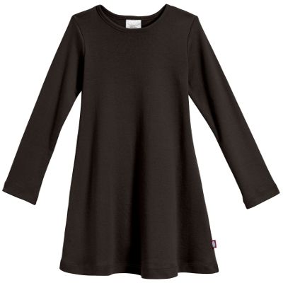 Chocolate Cotton Baby Rib Dress with Long Sleeves for Girls by City Threads