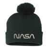 One Size Forest Pom NASA Worm Logo Embroidered Knit Beanie Pom Cap view 1
