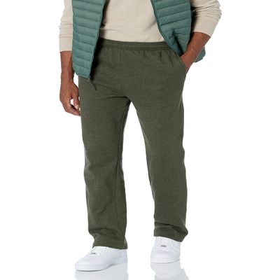 Amazon Essentials Men's Relaxed Straight Leg Fleece Open Bottom Sweatpant (Available in Big & Tall), Olive Heather, X-Large
