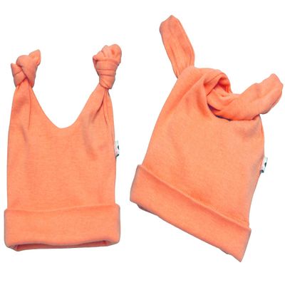 Babysoy Baby Girls' Duo-Styles Double Knot Solid Color Hat/Beanie (12-24 Months, Cantaloupe)
