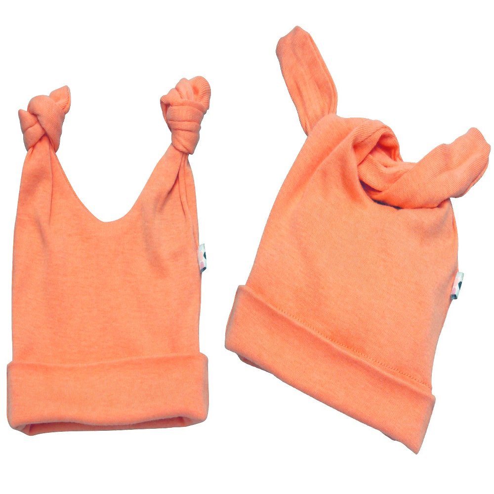 Babysoy Baby Girls' Duo-Styles Double Knot Solid Color Hat/Beanie (12-24 Months, Cantaloupe)