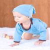 Babysoy Baby Girls' Duo-Styles Double Knot Solid Color Hat/Beanie (0-6 Months, Lake Blue) view 2