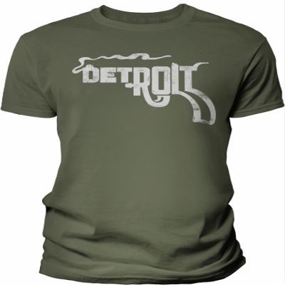 Detroit Smoking Gun Shirt for Men Women Distressed Vintage Soft - F/Military-4X