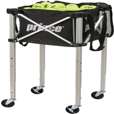 Prince PL065 Tennis Ball Basket, 3-Level Height Adjustment Function with Locking Pin Casters