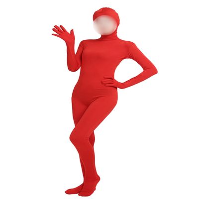 Girls' Women's Full Body Open Face Spandex Unitard Mask Zentai Costume Bodysuit (M, red)