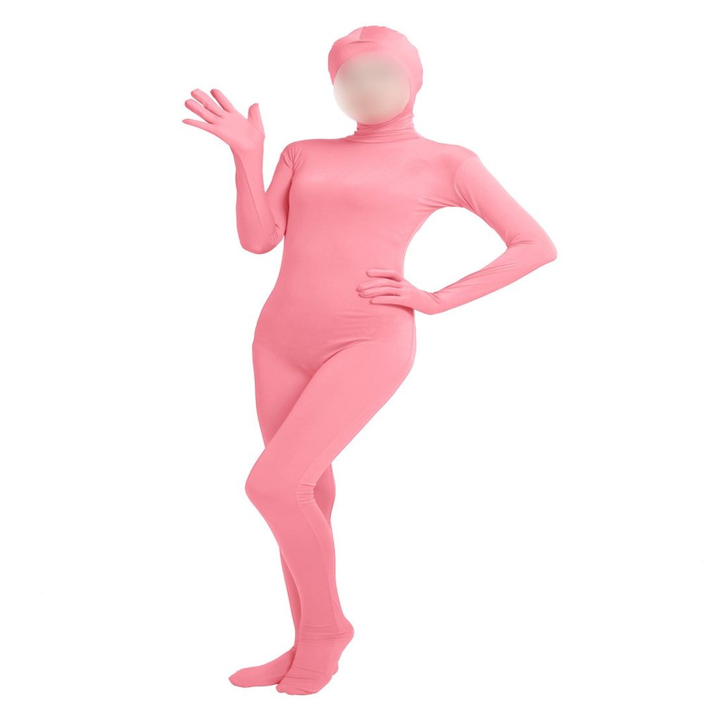 Girls' Women's Full Body Open Face Spandex Unitard Mask Zentai Costume Bodysuit (XXXL, Pink)