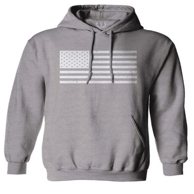 0006. Vintage USA United States of America American Patriotic Proud Flag Style Sweatshirt Pullover Hoodie (Light Gray, X-Large)
