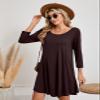 JollieLovin Women Plus Size 3/4 Sleeve Casual Dresses Crew Neck T Shirt Swing Dress with Pockets(Large,Coffee) view 4
