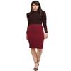 Fitted Solid Bubble Crepe High Waist Midi Pencil Skirt Burgundy Size S view 1