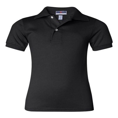 Jerzees Boys' SpotShield Short Sleeve Uniform Polo (2-Pack), Black, Small