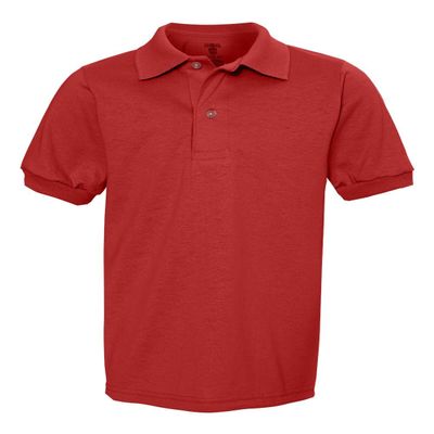 Jerzees Boys' SpotShield Short Sleeve Uniform Polo (2-Pack), True red, X-Large