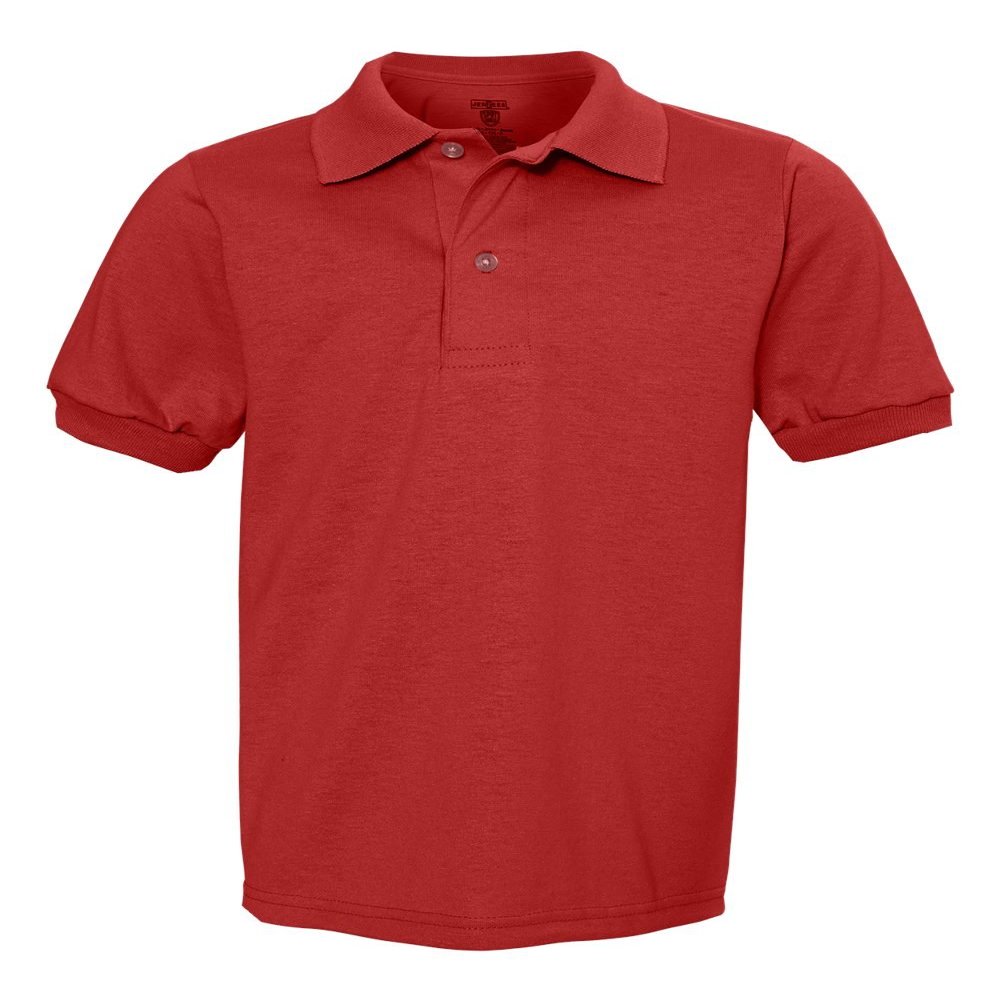 Jerzees Boys' SpotShield Short Sleeve Uniform Polo (2-Pack), True red, X-Large