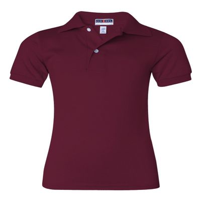 Jerzees Boys' SpotShield Short Sleeve Uniform Polo (2-Pack), Maroon, Small