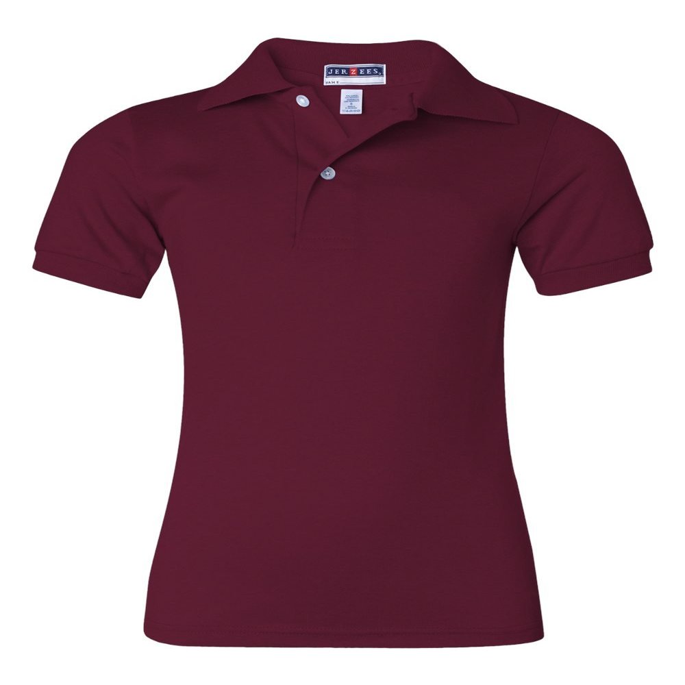 Jerzees Boys' SpotShield Short Sleeve Uniform Polo (2-Pack), Maroon, Small