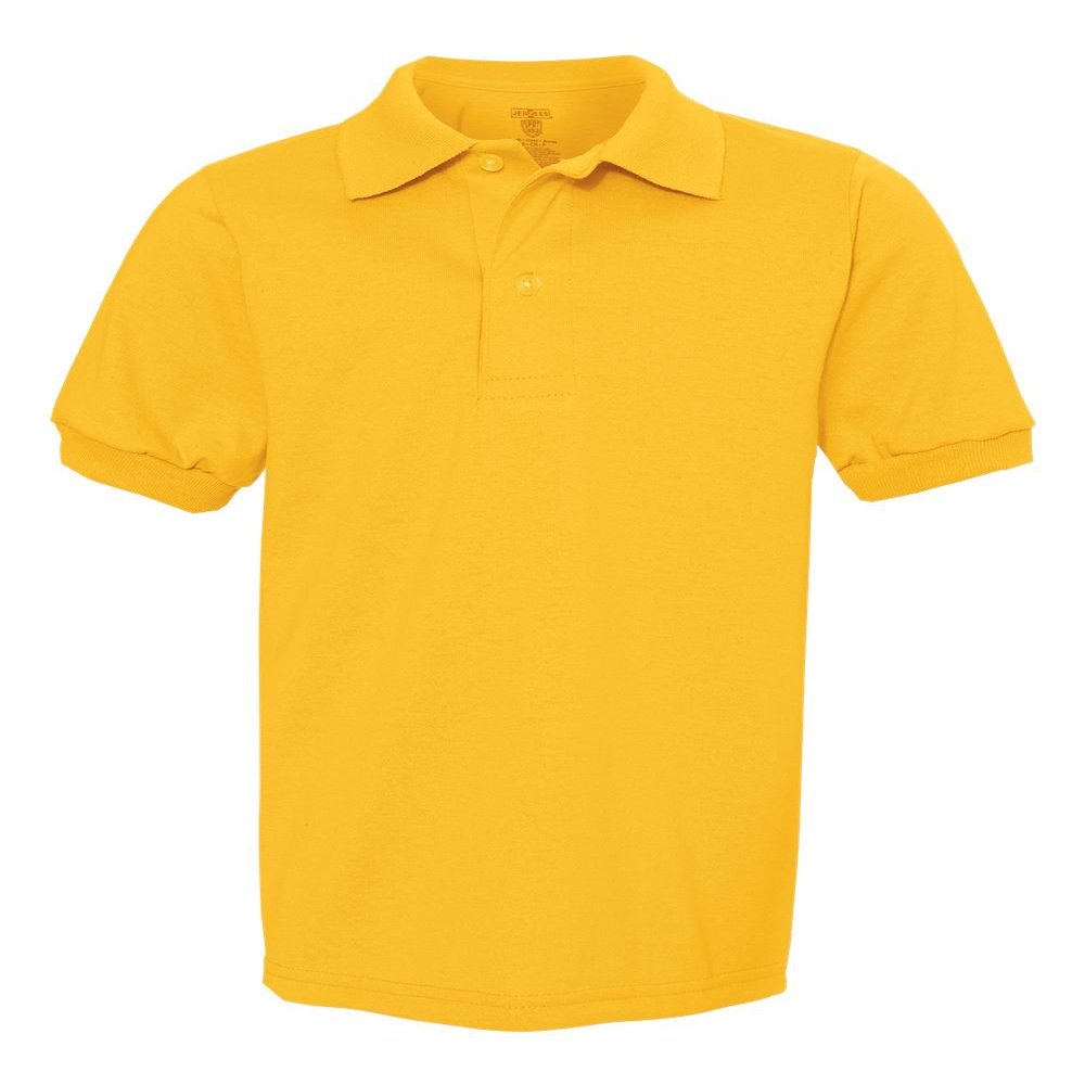Jerzees Boys' SpotShield Short Sleeve Uniform Polo (2-Pack), Gold, Large