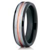 6mm Brushed Silver Tungsten Carbide Wedding Ring Rose Gold Groove Black Inlay Unisex Band 13
