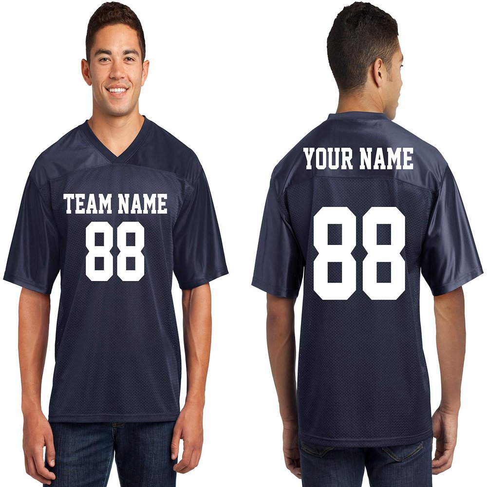 Custom 2-Sided & Double-Sided Jerseys for Men - Design Personalized T-Shirts, Tailored Team Uniforms, Unique Sports Apparel, Athletic Gear for Any Event or Team, True Navy Large
