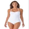 Anne Cole Women's Solid Twist Front Shirred Bandeau Tankini Swim Top, White, X-Large view 1