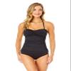Anne Cole Women's Solid Twist Front Shirred Bandeau Tankini Swim Top, White, X-Large view 4