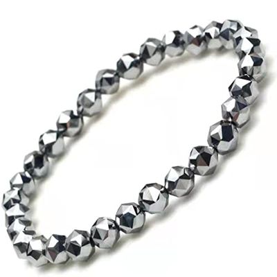 LiZiFang Natural Terahertz Wave Gemstone Round Beads Healing Bracelet 6mm