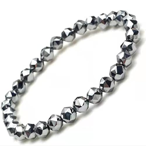 LiZiFang Natural Terahertz Wave Gemstone Round Beads Healing Bracelet 6mm