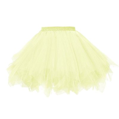 Adult Women 80's Plus Size Tutu Skirt Layered Tulle Petticoat Halloween Tutu Light Yellow