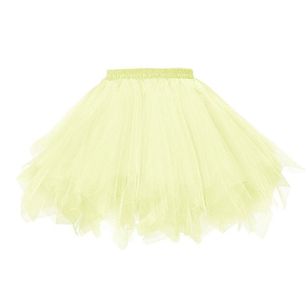 Adult Women 80's Plus Size Tutu Skirt Layered Tulle Petticoat Halloween Tutu Light Yellow