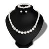 GRACE JUN Created/Faux Pearl Necklace Bracelet Earrings for Women Party Wedding Bridal Jewelry Set (A2) view 2