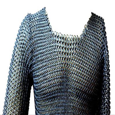 Medieval-ABS BUTTED CHAINMAIL SHIRT BLACKENED CARBON STEEL FOR 5 TO 9 YEARS CHILD LARP Armour ABS