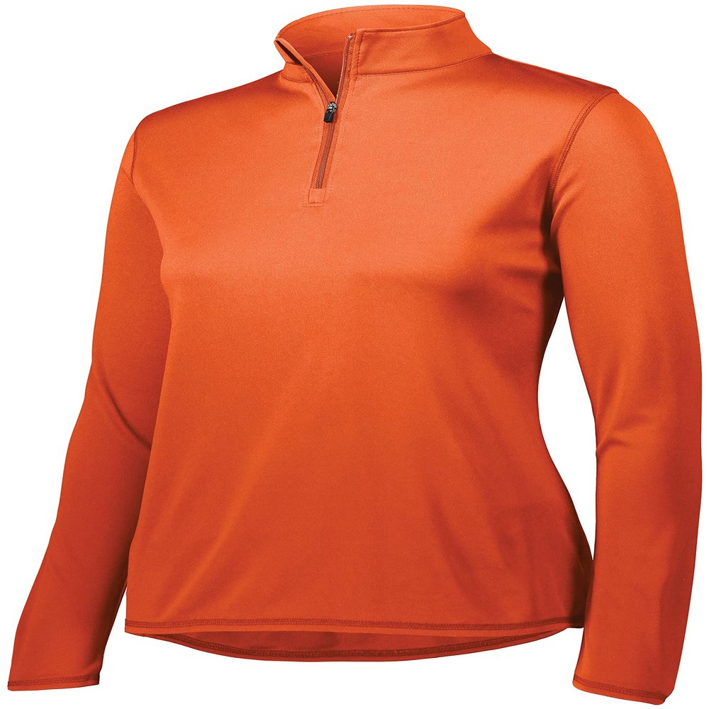 Augusta Sportswear Ladies Attain Wicking 1/4 Zip Pullover - Women's Running Long Sleeve Jacket with Sun Protection, Orange, X-Small