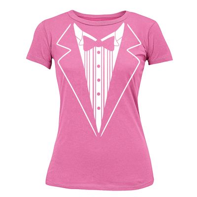 P&B Tuxedo White Funny Women's T-Shirt, M, Azalea Pink