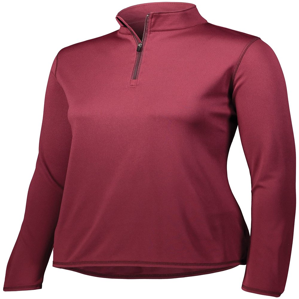 Augusta Sportswear Womens Attain Wicking Quarter Zip Pullover - Running Long Sleeve Jacket with Sun Protection 4B Maroon