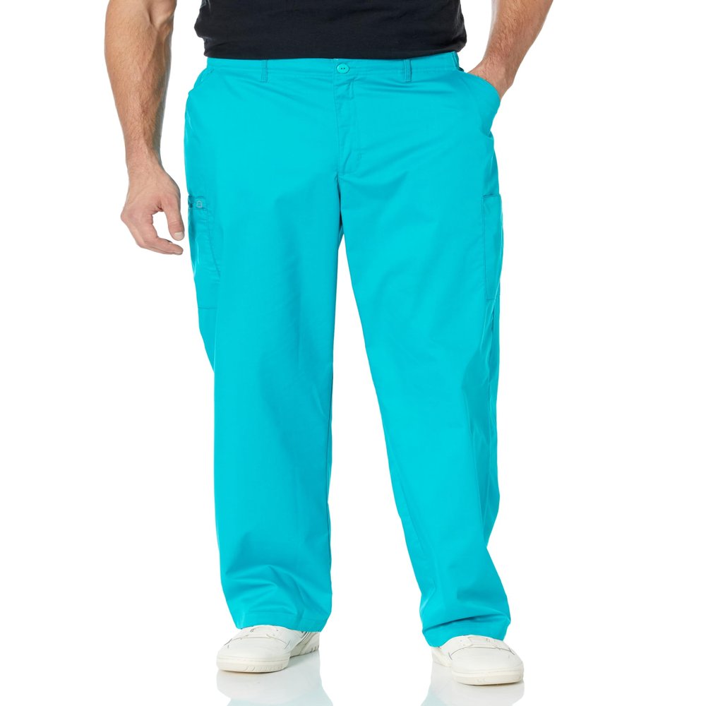 WonderWink Men's Men's Cargo Pant, teal blue, Small Tall