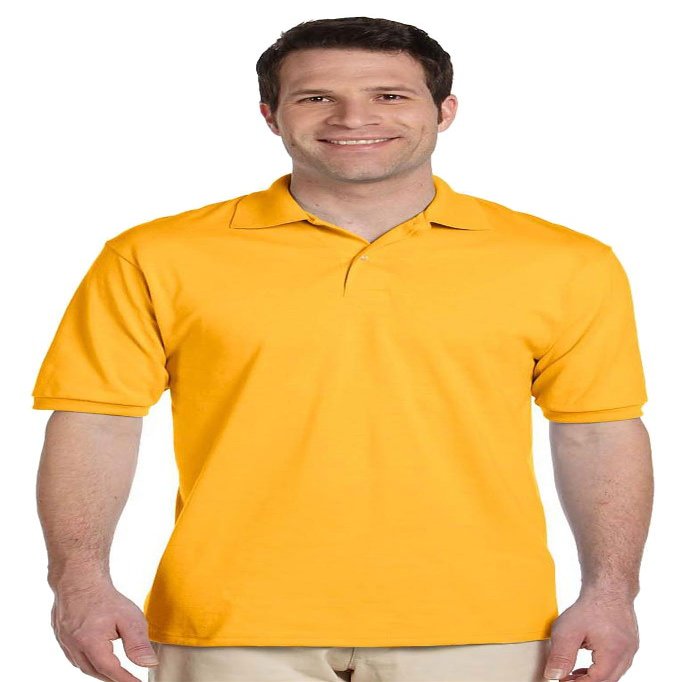 Jerzees Men's SpotShield 2 Button Rib Knit Polo Shirt_L_Gold