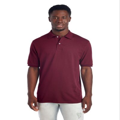 Jerzees Men's SpotShield 2 Button Rib Knit Polo Shirt_L_Maroon