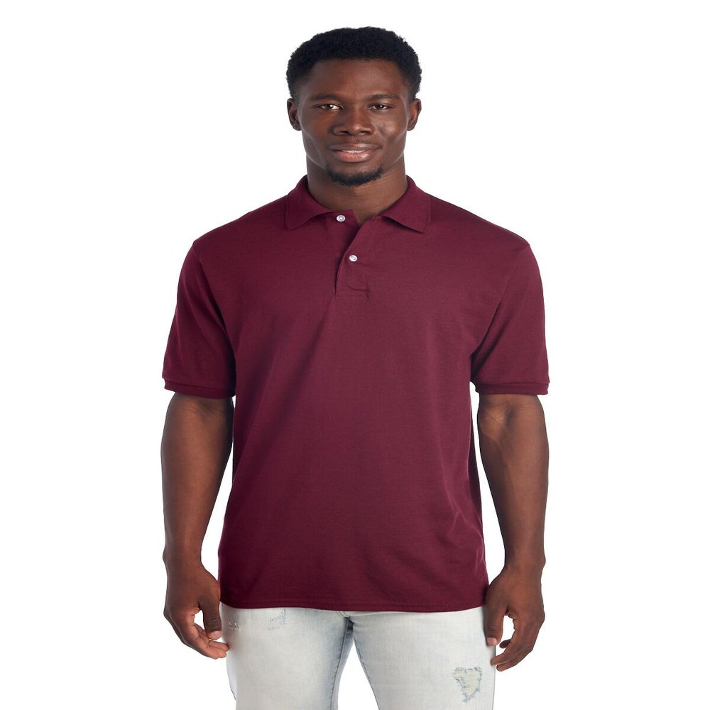 Jerzees Men's SpotShield 2 Button Rib Knit Polo Shirt_L_Maroon