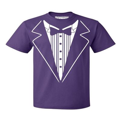 P&B Tuxedo White Funny Men's T-Shirt, L, Purple