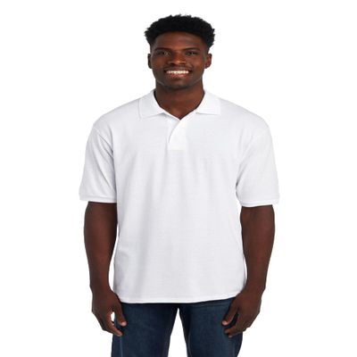 Jerzees Men's SpotShield Stain Resistant Polo Shirts (Short & Long, Short Sleeve-White, X-Large