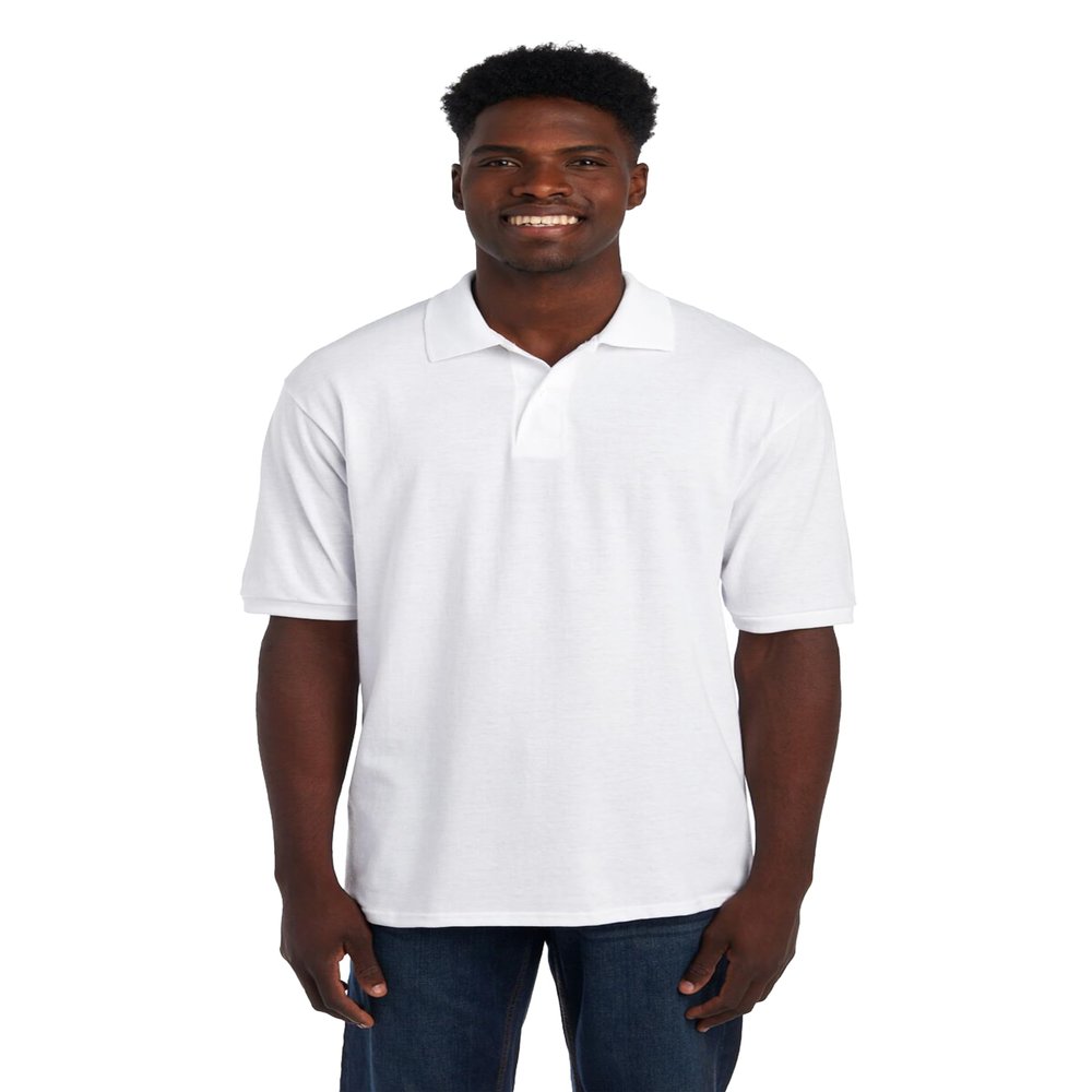 Jerzees Men's SpotShield Stain Resistant Polo Shirts (Short & Long, Short Sleeve-White, X-Large
